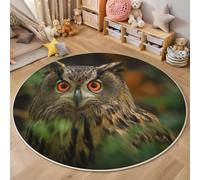 MIATCENRT Alfombra Redonda de Diseño Bosque Animal, Tapete Redonda Lavable a Máquina Búho Retrato Broncearse, Alfombra Antideslizante No se Desprenden Junto La Cama para Niños, 80cm