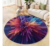 MIATCENRT Alfombra Redonda de Diseño Futuro Tecnología, Tapete Redonda Lavable a Máquina Radiación Explosión Púrpura Naranja, Alfombra Antideslizante No se Desprenden Junto La Cama para Niños, 80cm