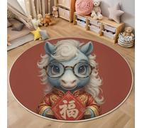 MIATCENRT Alfombra Redonda de Franela Suave 80cm, Tapete Estampada Dibujos Animados Fuka El Pequeño Poni de Pelo Corto Antideslizante - Alfombra Redonda para Infantil Dormitorio