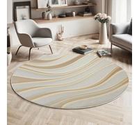 MIATCENRT Alfombra Redonda Impresa Lujoso Y Moderno con Ola De Platino para Salón Cocina Sala de Estar Entradas, Lavable Alfombra Circular con Revés Antideslizante, 120cm