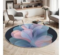 MIATCENRT Alfombra Redonda Impresa Resumen del Minimalismo con Gasa Degradada para Salón Cocina Sala de Estar Entradas, Lavable Alfombra Circular con Revés Antideslizante, 180cm