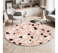 MIATCENRT Alfombras Salon Redondas Rosa, Impresión Terrazo Manchas Estilo Arte Ilustración Alfombra Antideslizante Grande Suave para Dormitorio Comedor Sala de Estar, Diámetro 120cm