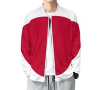 MIATCENRT Chaqueta bomber de béisbol con cremallera para hombre, chaqueta de vuelo ligera, con estampado japonés, cuello redondo, manga larga, informal, con bolsillos