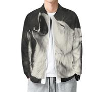 MIATCENRT Chaqueta Bomber Otoñal para Hombre, Diseño Animal Lobo Ártico, Chaqueta Acolchada, Ajustada y con un Ajuste óptimo, Chaquetas Casual Negro, Tallas S - 5XL