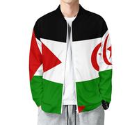 MIATCENRT Chaqueta bomber para hombre con cremallera y bandera del Sahara Occidental, chaqueta ligera para correr, sudadera deportiva holgada, sudadera deportiva de béisbol.