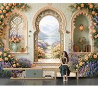 MIATCENRT Fotomural Papel Pintado Decorativo Pastoral Francesa Ventanas