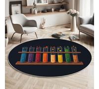 MIATCENRT Lavable Alfombras Redondas 120cm, Antideslizante Fina Vistoso Alfombra Círculo Redondeada, Ilustración Experimento Tubo Vaso Precipitados Impreso Alfombras de área Salón Dormitorio