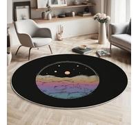 MIATCENRT Lavable Alfombras Redondas 160cm, Antideslizante Fina Color Pastel Alfombra Círculo Redondeada, Cielo De Atardecer Degradado Líneas Abstractas Impreso Alfombras de área Salón Dormitorio