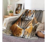 MIATCENRT Manta para Sofá de Franela Suave 150x200cm, Acogedora Manta de Franela a con Zoológico Tigre Diseño Vida Silvestre, para el Decoración sofá Cama Apta para Toda la Temporada, Gris