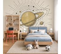 MIATCENRT Papel Pintado 350Anx256Al cm Astronomía Retro Fotomurale 3D | Carta Astrológica Del Ecuador Murales Pared Tela de Seda Grande, Fotográfico Moderno, Decoración Salón Dormitorio, Beige