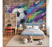 MIATCENRT Papel Pintado Fotomural Papel Tapiz Arte Callejero | Fútbol Contra Pared Ladrillos 250Anx175Al cm, Decoración Fotográfica Paisaje XXL,Mural Personalizado Salón Dormitorio Oficina