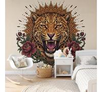 MIATCENRT Papel Pintado Pared Animales Tótems Fotomural Papel Tapiz | 300Anx210Al cm Papel Tapiz Rugido Cabeza De Guepardo, Tv Fondo Pared Dormitorio Salón Decoración Murales, Marrón oscuro