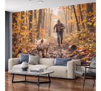 MIATCENRT Papel Pintado Pared Bosque Gente Fotomurales | Papel Pintado Otoño Paisaje, Tela de Seda Decoración de Pared, Decorativos para Salon Dormitorio, 250Anx175Al cm