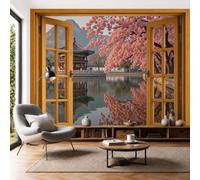 MIATCENRT Papel Pintado Ventana Falsa Arquitectura Del Paisaje Fotomural 3D