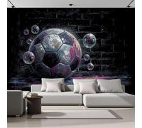 MIATCENRT Papel Tapiz Fotográfico Deportes, 250Anx175Al cm Fondo de Pantalla Muro Ladrillos Balón Fútbol Grafiti Papel Pintado, Decoración de Pared para Sala Restaurante Cuarto Oficina Salón, Negro
