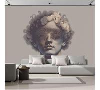 MIATCENRT Papel Tapiz Fotográfico Grotesco Tema, 450Anx315Al cm Fondo de Pantalla Cabello Rizado Masculino Papel Pintado, Decoración de Pared para Sala Restaurante Cuarto Oficina Salón, Beige