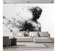 MIATCENRT Papel Tapiz Fotográfico Pintura A Tinta Grafiti, 350Anx256Al cm Fondo de Pantalla Abstracto Retrato Papel Pintado, Decoración de Pared para Sala Restaurante Cuarto Oficina Salón, Negro