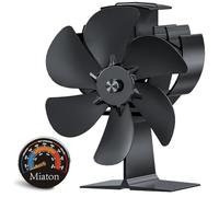 Miaton Ventilador Estufa Leña con Termómetro - 6 Cuchillas Ventilador Chimenea, Funcionamiento Silencioso, Ahorro de Energía, para Estufa de Leña o Pellets