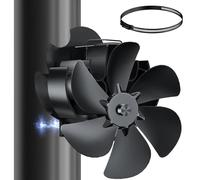 Miaton Ventilador estufa leña Magnético 6 Aspas, ventilador chimenea leña con termómetro magnético, ventilador de chimenea