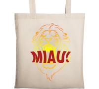 MIAU! Bolso tote de algodón ecológico natural con diseño de león rugiente, color beige, beige, Talla única