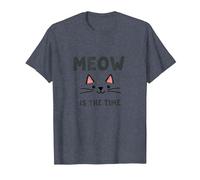 Miau es el Momento: Cara de Gato Linda para los Amantes de los felinos Camiseta, Hombre, Azul Jaspeado, L