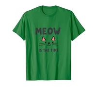 Miau es el Momento: Cara de Gato Linda para los Amantes de los felinos Camiseta, Hombre, Verde Kelly, XL