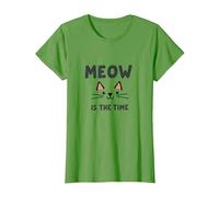Miau es el Momento: Cara de Gato Linda para los Amantes de los felinos Camiseta, Mujer, Hierba, S