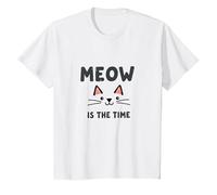 Miau es el Momento: Cara de Gato Linda para los Amantes de los felinos Camiseta, Niños, Blanco, 12 años