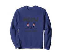 Miau es el Momento: Cara de Gato Linda para los Amantes de los felinos Sudadera, Unisex para Adultos, Azul Marino, M