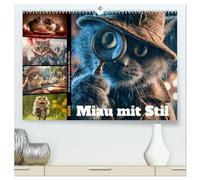 Miau mit Stil (hochwertiger Premium Wandkalender 2026 DIN A2 quer), Kunstdruck in Hochglanz: Dieser kalender zeigt, was passiert, wenn Samtpfoten in ... als Detektiv, DJ oder sogar als Superheld!