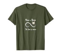 Miau or Never: Cat Lovers Infinity, Gato Camiseta, Hombre, Verde Oliva, 3XL