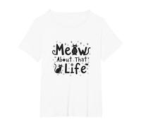 Miau sobre Esa Vida - Amante juguetón de los Gatos Camiseta, Mujer Tallas Grandes, Blanco, 2XL Grande