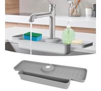 Miawtro Alfombrilla de goteo de silicona para fregadero, Escurreplatos Alfombrilla, antideslizante, fácil de limpiar, con cesta de almacenamiento, para cocina, baño, bar