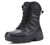 MiaZane Botas de Combate Hombre Forradas Altas Tácticas Impermeables Suela Goma Antideslizante Entresuela Phylon Resistentes para Senderismo & Frío,Negro,44 EU
