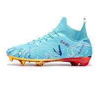 MiaZane Botas de Fútbol FG Profesionales Hombre y Mujer Diseño de Caña Alta para Entrenamiento y Partido en Césped Firme Tacos Resistentes Tallas Completas Disponibles,Blue FG,41 EU