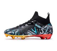 MiaZane Botas de Fútbol FG Profesionales Hombre y Mujer Diseño de Caña Alta para Entrenamiento y Partido en Césped Firme Tacos Resistentes Tallas Completas Disponibles,Black FG,40 EU