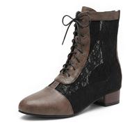 MiaZane Botines de Tobillo con Cordones Punta Redonda Tacón de Bloque Bajo Estilo Malla Transpirable Botitas de Moda Botas Casuales para Uso Diario y Viaje de Verano,Marrón,44 EU