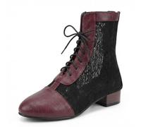 MiaZane Botines de Tobillo con Cordones Punta Redonda Tacón de Bloque Bajo Estilo Malla Transpirable Botitas de Moda Botas Casuales para Uso Diario y Viaje de Verano,Burgundy,43 EU