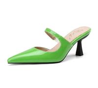 MiaZane Mules de Mujer Sandalias Mules Tacón de Bloque Grueso Poner y Quitar Fácil Punta Afilada Mules de Vestir Tacones de Trabajo Sandalias de Oficina Zapatos,Verde,43 EU