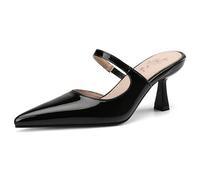 MiaZane Mules de Mujer Sandalias Mules Tacón de Bloque Grueso Poner y Quitar Fácil Punta Afilada Mules de Vestir Tacones de Trabajo Sandalias de Oficina Zapatos,Negro,42 EU
