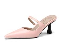 MiaZane Mules de Mujer Sandalias Mules Tacón de Bloque Grueso Poner y Quitar Fácil Punta Afilada Mules de Vestir Tacones de Trabajo Sandalias de Oficina Zapatos,Rosado,34 EU