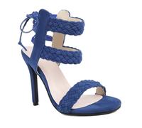 MiaZane Sandalias de Ante con Tiras Mujer Tacón de Aguja Punta Abierta con Tira de Tobillo Tacón Alto Court Zapatos Pumps de Vestir para Boda de Verano y Recepción Nocturna,Azul,48 EU