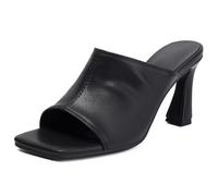 MiaZane Sandalias Mule Mujer Punta Cuadrada Moderna Tacón de Bloque Grueso Punta Abierta Slides de Vestir Tacones Altos Zapatos de Slip On para Eventos de Verano y Noches Urbanas,Negro,35 EU