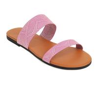 MiaZane Sandalias Planas de Deslizar Diarias Mujer Doble Tira Livianas de Slip On Zapatos Punta Redonda Zapatillas Informales de Verano para Recados Diarios y Uso en el Hogar,Rosado,41 EU