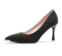 MiaZane Zapatos de Corte Ajuste Ancho Mujer Punta Afilada Tacones Stiletto Elegantes Zapatos de Tacón Alto para Trabajo Oficina y Recepción de Boda Forro Suave,Black 7cm,40 EU