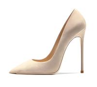 MiaZane Zapatos de Corte Mujer con Punta Afilada Tacones de Aguja Ante Slip On Elegantes 10CM Tacones Altos Zapatos de Noche para Recepción de Boda y Banquete Nocturno,Apricot,39 EU