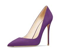 MiaZane Zapatos de Corte Mujer con Punta Afilada Tacones de Aguja Ante Slip On Elegantes 10CM Tacones Altos Zapatos de Noche para Recepción de Boda y Banquete Nocturno,Púrpura,39 EU