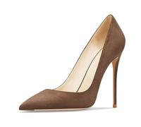MiaZane Zapatos de Corte Mujer con Punta Afilada Tacones de Aguja Ante Slip On Elegantes 10CM Tacones Altos Zapatos de Noche para Recepción de Boda y Banquete Nocturno,Dark Brown,41 EU