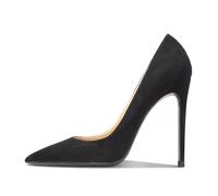 MiaZane Zapatos de Corte Mujer con Punta Afilada Tacones de Aguja Ante Slip On Elegantes 10CM Tacones Altos Zapatos de Noche para Recepción de Boda y Banquete Nocturno,Negro,40 EU