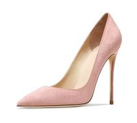 MiaZane Zapatos de Corte Mujer con Punta Afilada Tacones de Aguja Ante Slip On Elegantes 10CM Tacones Altos Zapatos de Noche para Recepción de Boda y Banquete Nocturno,Rosado,42 EU